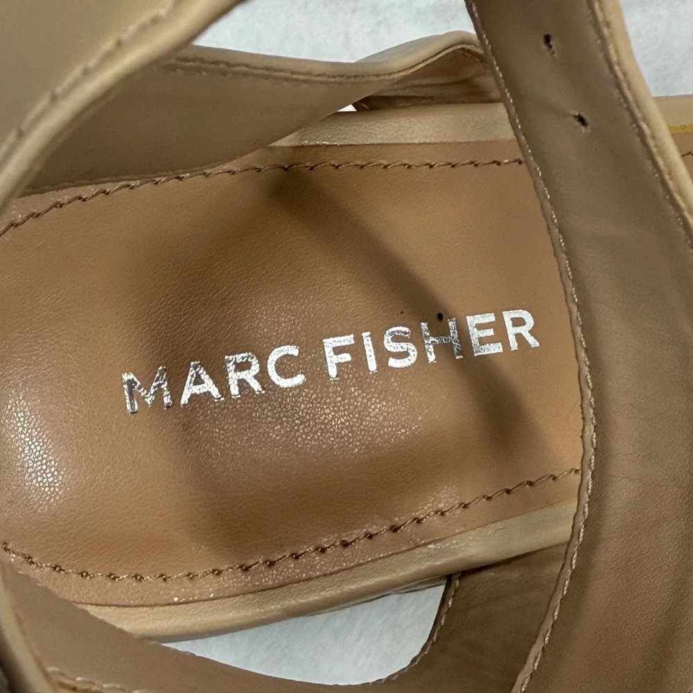 Marc Fisher Steel Espadrille Platform Sandals Woven‎ Ankle Strap Beige Size 10M
